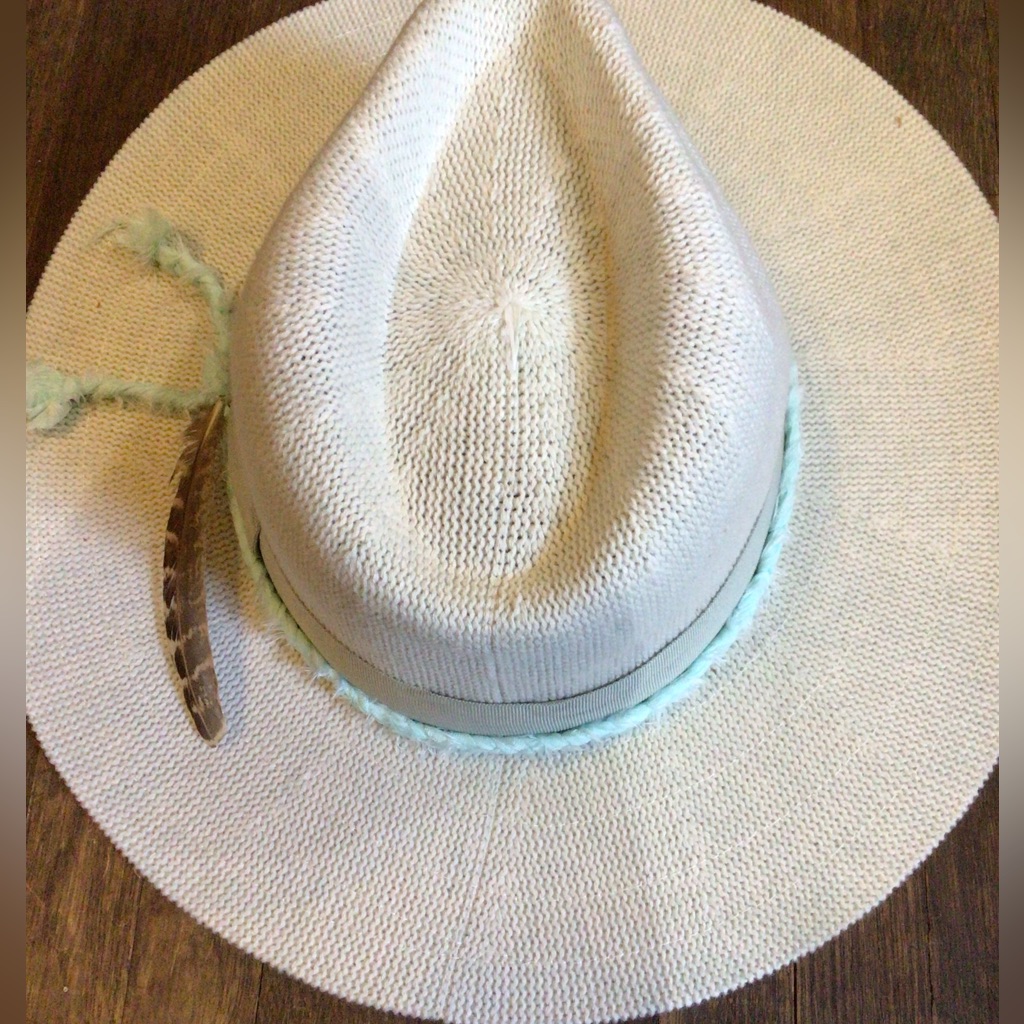 New! Rare Wyeth Baby Blue Braided Band And Feather Rancher Woven
